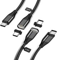 ⚡️ магнитный usb c to usb c кабель - ykz 2 в 1 60w магнитный быстрозарядный кабель, [2 упаковки/6.0 футов] pd type c зарядное устройство из нейлонового шнура для устройств type c и мобильных устройств (черный) логотип