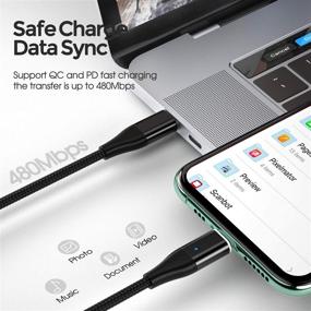 img 2 attached to ⚡️ Магнитный USB C to USB C кабель - YKZ 2 в 1 60W магнитный быстрозарядный кабель, [2 упаковки/6.0 футов] PD Type C зарядное устройство из нейлонового шнура для устройств Type C и мобильных устройств (черный)