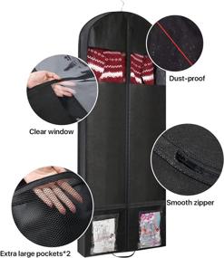 img 2 attached to 👗 Black 60-Inch Heavy-Duty Garment Bag for Travel and Storage - Hanging Zippered Carrier, Washable Suit Cover for Long Gowns, Suits, Dresses, and Coats