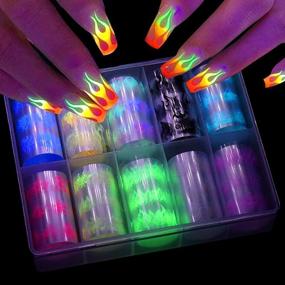 img 4 attached to 🔥 Dornail 10 Rolls Fire Flame Nail Transfer Stickers - Fluorescent Nail Art Sticker Decals for Foil Nail Decoration; Great Nail Accessories