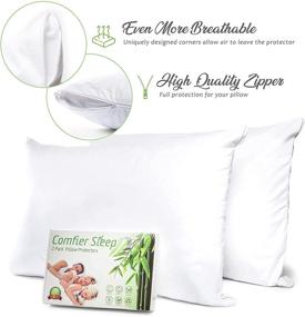 img 2 attached to King Size Triple Layer Waterproof Bamboo Pillow Protector Set of 2 - Zippered King Pillow Covers