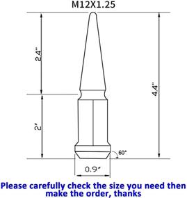 img 3 attached to Гайки с шипами из хромированной стали, 20 штук - M12x1.25 | Набор гаек для колес с ключом 1 шт.