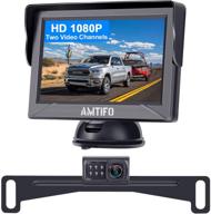 📷 amtifo hd monitor kit - backup camera for car supporting 2 licence plate cameras, rear/front view observation system for trucks, cars, campers with diy guide lines and superior night vision - a12 logo