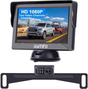 img 4 attached to 📷 AMTIFO HD Monitor Kit - Backup Camera for Car Supporting 2 Licence Plate Cameras, Rear/Front View Observation System for Trucks, Cars, Campers with DIY Guide Lines and Superior Night Vision - A12