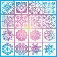 🎨 16 pack mandala stencils template - 6x6 inch-3 painting drawing stencils for diy rock, floor, wall, tile, fabric, furniture crafts projects - home decoration, painting art - reusable stencils logo