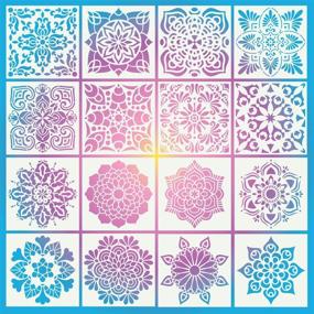 img 4 attached to 🎨 16 Pack Mandala Stencils Template - 6x6 Inch-3 Painting Drawing Stencils for DIY Rock, Floor, Wall, Tile, Fabric, Furniture Crafts Projects - Home Decoration, Painting Art - Reusable Stencils