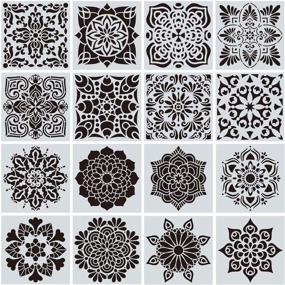 img 3 attached to 🎨 16 Pack Mandala Stencils Template - 6x6 Inch-3 Painting Drawing Stencils for DIY Rock, Floor, Wall, Tile, Fabric, Furniture Crafts Projects - Home Decoration, Painting Art - Reusable Stencils