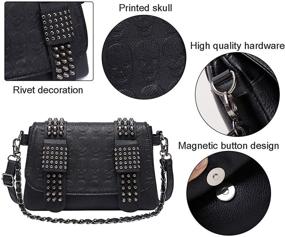 img 1 attached to 👩 Womens Punk Skull Shoulder Bag with Rivets - Top Handle Purse, Chain Satchel Tote Handbag