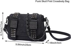 img 3 attached to 👩 Womens Punk Skull Shoulder Bag with Rivets - Top Handle Purse, Chain Satchel Tote Handbag