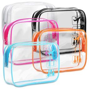 img 4 attached to TSA Compliant Toiletry Bag - F-color 5 Pack Clear Toiletry Bags - Quart Size Travel Bag, Clear Cosmetic Makeup Bags for Women and Men, Carry on Airport Approved Bag, Black, White, Blue, Orange, Rose Red