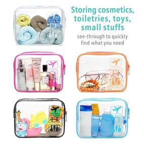 img 2 attached to TSA Compliant Toiletry Bag - F-color 5 Pack Clear Toiletry Bags - Quart Size Travel Bag, Clear Cosmetic Makeup Bags for Women and Men, Carry on Airport Approved Bag, Black, White, Blue, Orange, Rose Red
