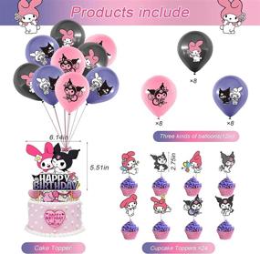 img 2 attached to 🎉 101-Piece Kuromi Party Decorations Set | My Melody Theme Birthday Supplies for Kids | Adorable Kuromi Happy Birthday Banner, Balloon Stickers, Cake Toppers, and Decorations