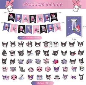 img 3 attached to 🎉 101-Piece Kuromi Party Decorations Set | My Melody Theme Birthday Supplies for Kids | Adorable Kuromi Happy Birthday Banner, Balloon Stickers, Cake Toppers, and Decorations