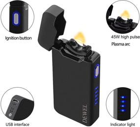 img 3 attached to 🔥 DEWEL Rechargeable Arc Lighter - USB Electric Plasma Flameless Windproof Lighter with Power Display for Camping, Fire Starting, Hunting, Backpacking, Hiking in Matte Black