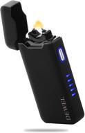 🔥 dewel rechargeable arc lighter - usb electric plasma flameless windproof lighter with power display for camping, fire starting, hunting, backpacking, hiking in matte black logo