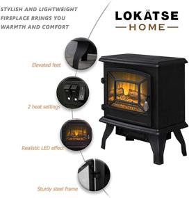 img 4 attached to 🔥 LOKATSE HOME 17" Electric Fireplace Space Stove Heater Freestanding – Realistic Flame, 2 Heat Modes, Overheating Safety