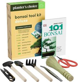 img 4 attached to 🌿 Planters' Choice Premium Bonsai Tool Kit + Bonsai 101 Book: Essential Set for Bonsai Enthusiasts - Includes Wooden Rake, Spades, Scissors, Tweezers, Bamboo Brush, Pruning Shears in Fabric Storage Holder
