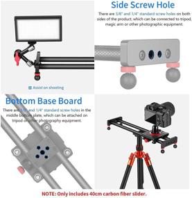 img 1 attached to Neewer 16''/40cm Carbon Fiber Camera Slider with 4 Bearings - Compatible with iPhone 13, Android Phones, and Mirrorless Cameras - Supports up to 2.2lbs/1kg