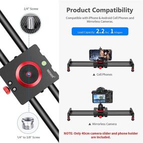 img 2 attached to Neewer 16''/40cm Carbon Fiber Camera Slider with 4 Bearings - Compatible with iPhone 13, Android Phones, and Mirrorless Cameras - Supports up to 2.2lbs/1kg