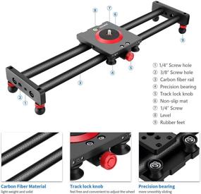 img 3 attached to Neewer 16''/40cm Carbon Fiber Camera Slider with 4 Bearings - Compatible with iPhone 13, Android Phones, and Mirrorless Cameras - Supports up to 2.2lbs/1kg