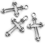 🔗 heather’s cf small crosses - silver mini cross charms: beads & pendants for jewelry making - tiny cross pendant for women - bulk cross charms logo