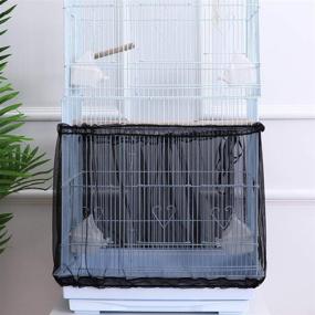 img 4 attached to 🕊️ High-Quality Black Birdcage Cover Seed Catcher Skirt Guard by POPETPOP – Nylon Mesh Net Cover