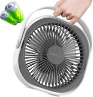 🌬️ lahuko 8-inch usb desk fan 4000mah: ultra silent fast air circulation | rechargeable 360° adjustable 3 modes | strong wind with handle | ideal for travel, office, bedroom, household (2021) logo