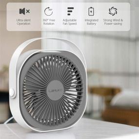 img 3 attached to 🌬️ LaHuko 8-inch USB Desk Fan 4000mAh: Ultra Silent Fast Air Circulation | Rechargeable 360° Adjustable 3 Modes | Strong Wind with Handle | Ideal for Travel, Office, Bedroom, Household (2021)