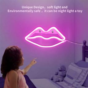 img 2 attached to 💋 Neon Lip Shaped LED Art Decorative Lights Wall Decor for Children Baby Room, Christmas Wedding Party Decoration (Pink)