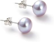 💎 pearl earrings studs: enhancing style with freshwater cultured pearl, flat 925 silver - ideal for women and girls logo