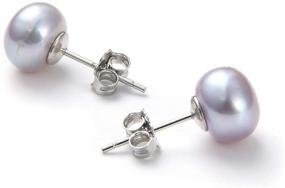 img 2 attached to 💎 Pearl Earrings Studs: Enhancing Style with Freshwater Cultured Pearl, Flat 925 Silver - Ideal for Women and Girls