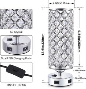 img 1 attached to Set of 2 USB Crystal Bedside Table Lamps with Dual Charging Ports - Kakanuo Modern Glam Bedroom Lamps for Bedroom, Living Room, Study Room, and Office