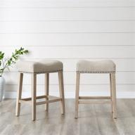 🪑 roundhill furniture coco upholstered backless saddle seat counter stools 24" height, set of 2, tan - stylish and comfortable addition to your kitchen logo