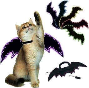 img 4 attached to 🐾 Halloween Bat Wings Cosplay for Cats Dogs, LED Strip Lights Novelty Cat Costumes, Glowing Wings for Enhanced Visibility
