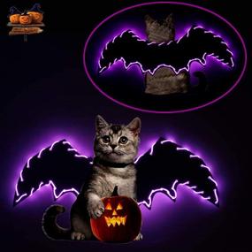 img 2 attached to 🐾 Halloween Bat Wings Cosplay for Cats Dogs, LED Strip Lights Novelty Cat Costumes, Glowing Wings for Enhanced Visibility