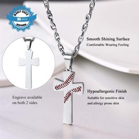 img 3 attached to Customizable Baseball Cross Pendant Necklace for Men and Women, Stainless Steel, Black/Gold Plated, Adjustable Length: 22-24 Inches, Gift Box Included