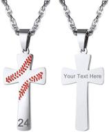 customizable baseball cross pendant necklace for men and women, stainless steel, black/gold plated, adjustable length: 22-24 inches, gift box included logo