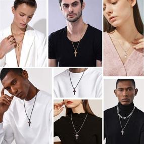 img 2 attached to Customizable Baseball Cross Pendant Necklace for Men and Women, Stainless Steel, Black/Gold Plated, Adjustable Length: 22-24 Inches, Gift Box Included