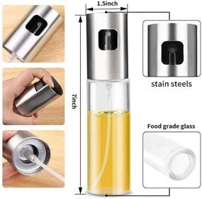 img 3 attached to 🍶 Stainless Steel Glass Olive Oil Sprayer Bottle for Cooking, BBQ, Salad, Baking, Roasting | Kitchen Tools with 3.4-ounce Capacity