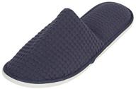 luxehome navy blue and white disposable slippers, closed toe comfort waffle guest spa slippers, 2 sizes fit most women and men, pack of 5 pairs logo