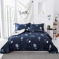 zhh space theme comforter set: double-sided printing bedding queen size – perfect for kid's bedroom, soft & cozy polyester quilt with 2 pillowcases logo