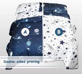 img 3 attached to ZHH Space Theme Comforter Set: Double-Sided Printing Bedding Queen Size – Perfect for Kid's Bedroom, Soft & Cozy Polyester Quilt with 2 Pillowcases