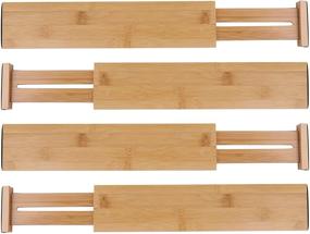 img 4 attached to 🗂️ Lawei 4 Pack Bamboo Drawer Dividers: Adjustable & Expandable Organizers for Kitchen, Office & Room Drawers