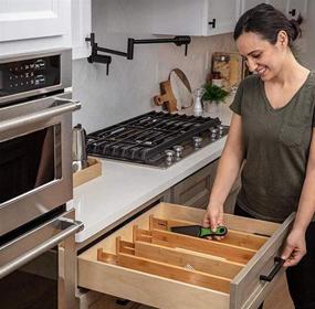 img 1 attached to 🗂️ Lawei 4 Pack Bamboo Drawer Dividers: Adjustable & Expandable Organizers for Kitchen, Office & Room Drawers