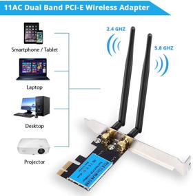 img 2 attached to 📶 Двухдиапазонная безпроводная сетевая карта PCIe AC1200Mbps - WiFi адаптер для Windows 10/8/7