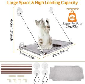 img 2 attached to 🐱 Pueikai Cat Hammock: Space-Saving Window Perch for Indoor Large Cats, Holds up to 50 lbs – Easy to Assemble