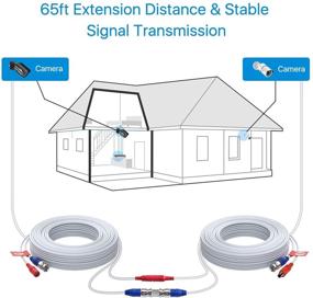 img 2 attached to 🔌 ZOSI 4 Pack 60ft (18 Meters) All-in-One BNC Video Power Cables for CCTV Camera DVR Security System - White | Includes 4X BNC Connectors and 4X RCA Adapters