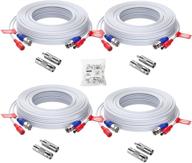 🔌 zosi 4 pack 60ft (18 meters) all-in-one bnc video power cables for cctv camera dvr security system - white | includes 4x bnc connectors and 4x rca adapters logo