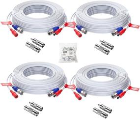 img 4 attached to 🔌 ZOSI 4 Pack 60ft (18 Meters) All-in-One BNC Video Power Cables for CCTV Camera DVR Security System - White | Includes 4X BNC Connectors and 4X RCA Adapters