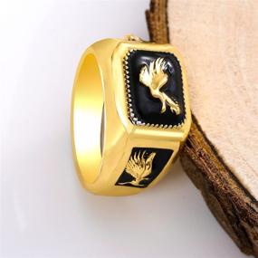 img 2 attached to 🦅 Gothic Viking Hawk Ring: Stunning Gold American Eagle Ring for Bold Men
